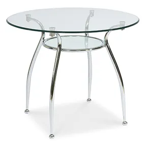 Круглый стеклянный Столик SIGNAL FINEZJA A, прозрачный / хром, 90x90 фото