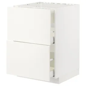 IKEA METOD МЕТОД / MAXIMERA МАКСІМЕРА, підлог шафа д / плит / вб витяжк з шухл, білий / ВЕДДІНГЕ білий, 60x60 см 694.777.97 фото