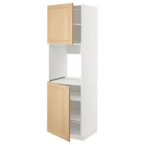IKEA METOD МЕТОД, висока шафа для дух, 2 дверцят / пол, білий / ФОРСБАККА дуб, 60x60x200 см 595.094.40 фото