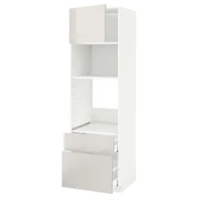 IKEA METOD МЕТОД / MAXIMERA МАКСИМЕРА, высок шкаф д / духовки / СВЧ / дверца / 2ящ, белый / светло-серый, 60x60x200 см 694.579.21 фото