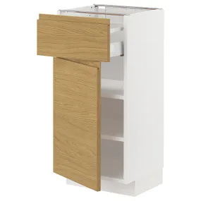 IKEA METOD МЕТОД / MAXIMERA МАКСИМЕРА, напольный шкаф с ящиком/дверцей, белый/Воксторп имит. дуб, 40x37 см 095.383.17 фото