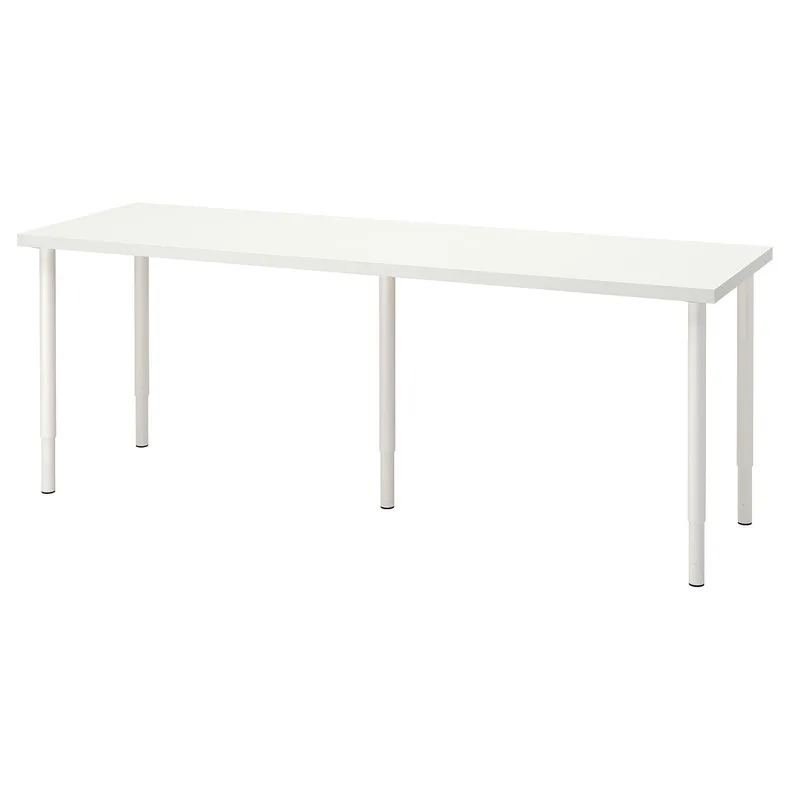 IKEA LAGKAPTEN ЛАГКАПТЕН / OLOV ОЛОВ, письменный стол, белый, 200x60 см 594.175.82 фото №1