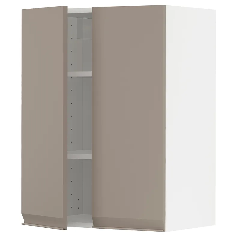 IKEA METOD МЕТОД, навесной шкаф с полками / 2дверцы, белый / матовый темно-бежевый, 60x80 см 094.919.23 фото №1