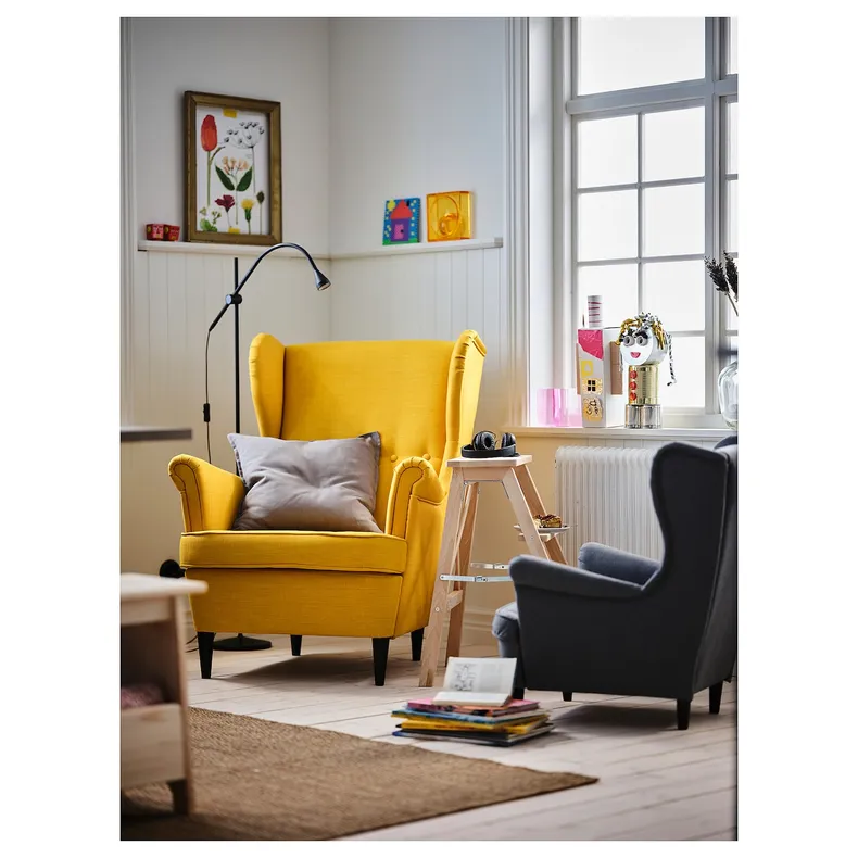 IKEA STRANDMON СТРАНДМОН, крісло з підголівником, СКІФТЕБУ жовтий 903.618.94 фото №4