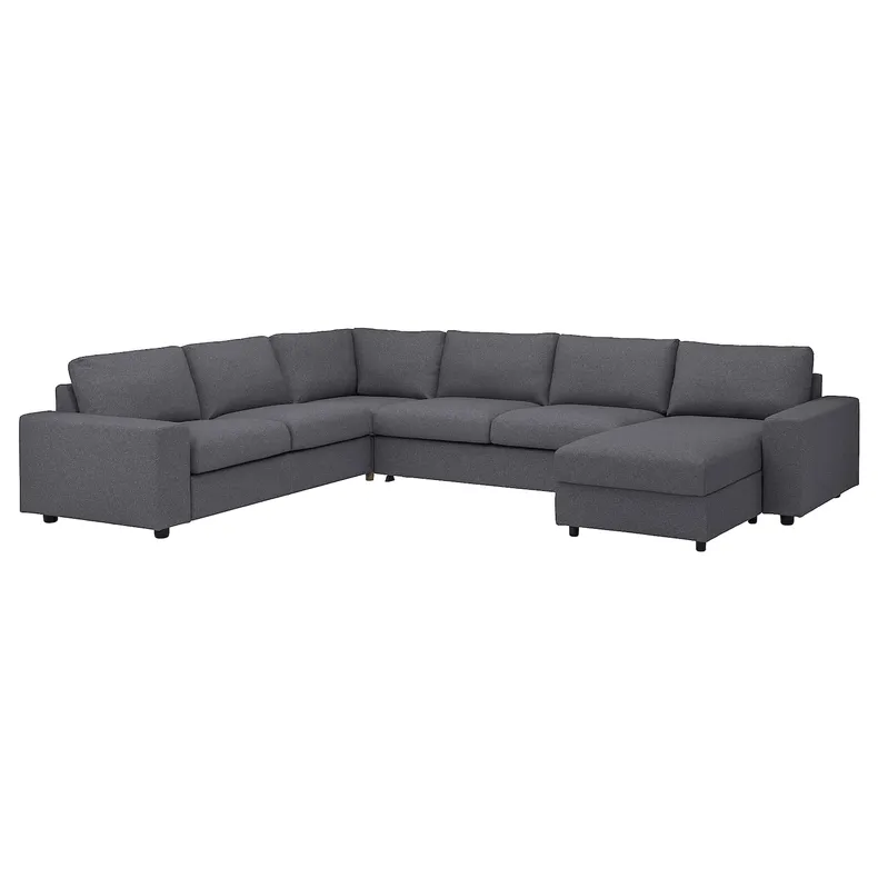 IKEA VIMLE ВІМЛЕ, чохол для кутов дивана-ліжка, 5-міс, з шезлонгом з широкими підлокітниками / Gunnared середньо-сірий 394.242.96 фото №2