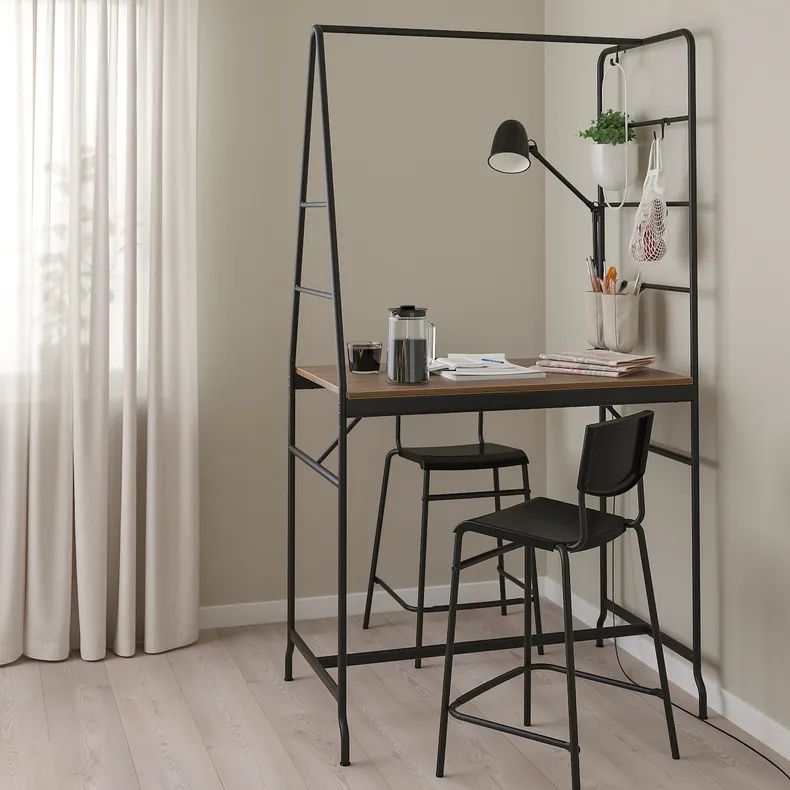 IKEA HÅVERUD ХОВЕРУД / STIG СТІГ, стіл+2 табурети, чорний/чорний, 105 см 594.289.34 фото №2