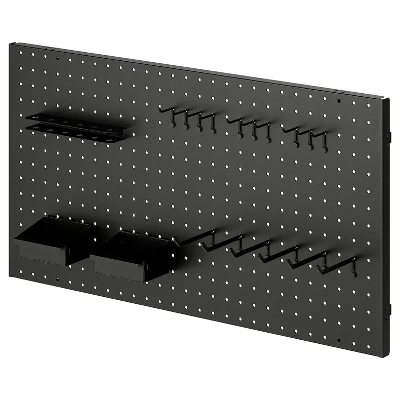 IKEA BROR БРУР, перфорированная панель, набор 20прд, черный 305.704.14 фото №1