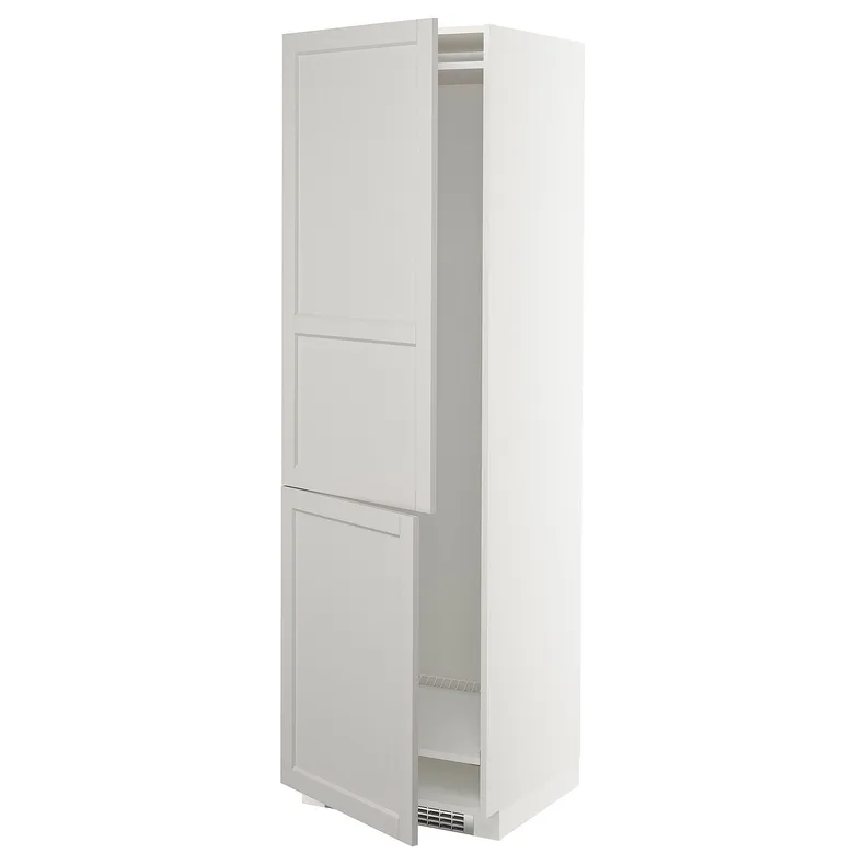 IKEA METOD МЕТОД, выс шкаф д / холодильн или морозильн, белый / светло-серый, 60x60x200 см 192.697.05 фото №1