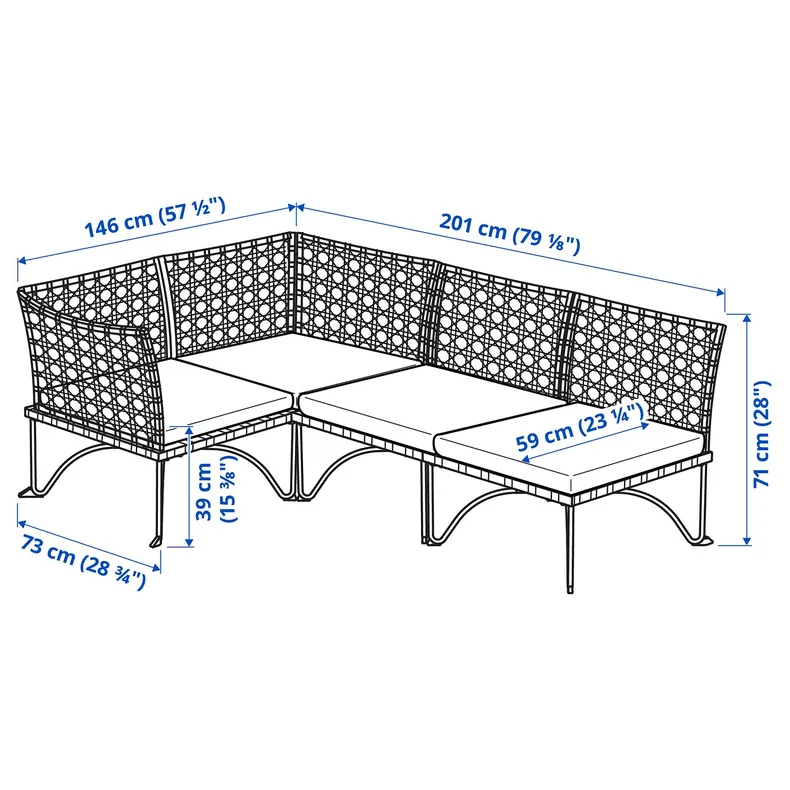 IKEA JUTHOLMEN, модульний кутовий диван 3-місний ext., темно-сірий/куддарна світло-сірий бежевий 195.782.23 фото №2