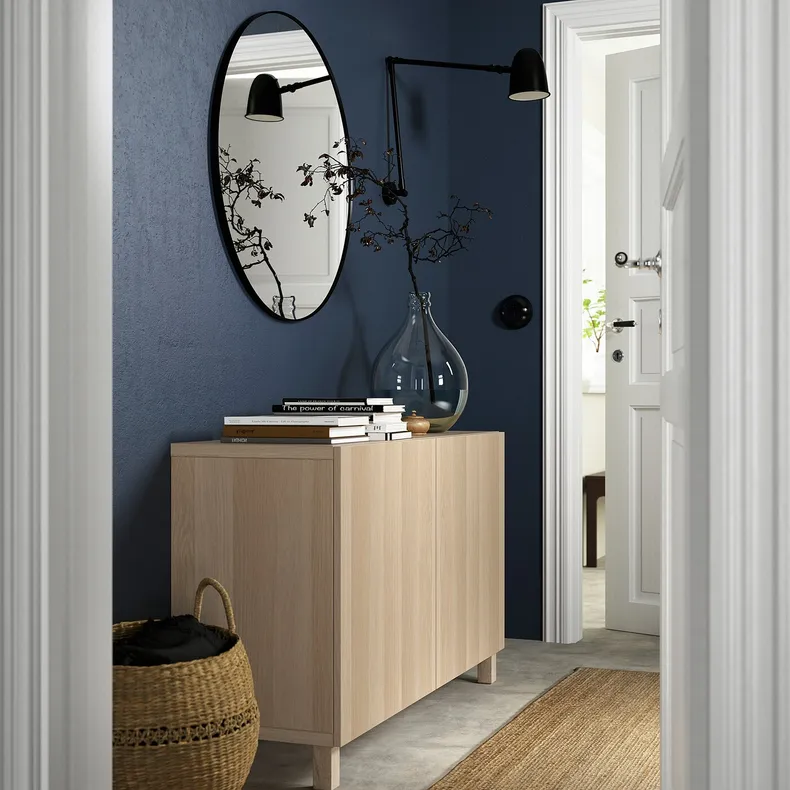 IKEA BESTÅ БЕСТО, комбинация для хранения с дверцами, Беленый витражный дуб / Лаппвикен / Стаббарп беленый витражный дуб, 120x42x74 см 292.098.29 фото №3