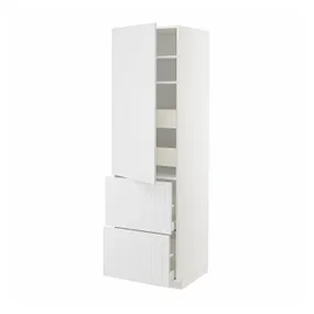 IKEA METOD МЕТОД / MAXIMERA МАКСИМЕРА, высокий шкаф+полки / 4ящ / двр / 2фасада, белый / Стенсунд белый, 60x60x200 см 394.093.47 фото