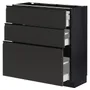 IKEA METOD МЕТОД / MAXIMERA МАКСИМЕРА, напольный шкаф с 3 ящиками, черный / матовый антрацит, 80x37 см 394.955.71 фото