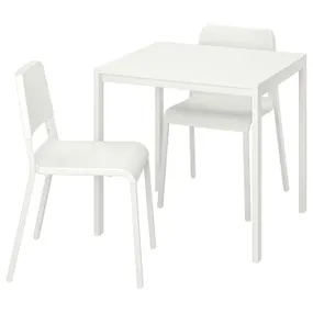 IKEA MELLTORP МЕЛЬТОРП / TEODORES ТЕОДОРЕС, стол и 2 стула, белый / белый, 75x75 см 392.969.01 фото