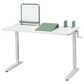 IKEA RELATERA РЕЛАТЕРА, комбінація стола д/роботи сид/стояч, білий/світлий сіро-зелений, 117x60 см 395.557.63 фото
