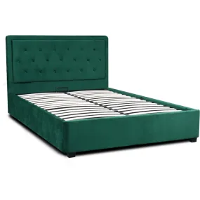 Ліжко двоспальне оксамитове MEBEL ELITE CROS Velvet,140x200 см, Зелений фото