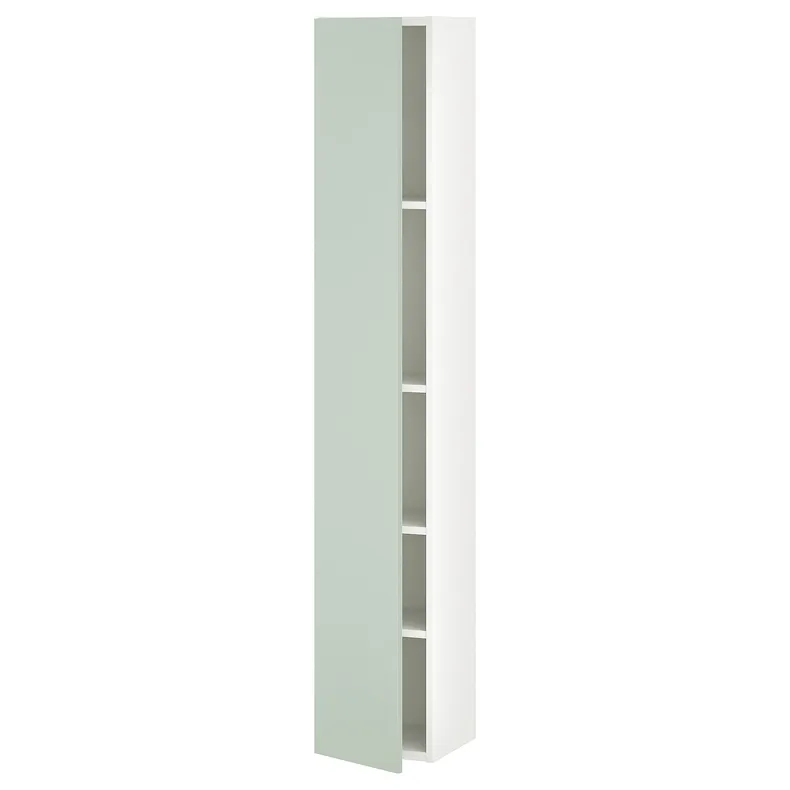 IKEA ENHET ЭНХЕТ, высокий шкаф с 4 полками / дверцей, белый / бледный серо-зеленый, 30x32x180 см 594.968.76 фото №1