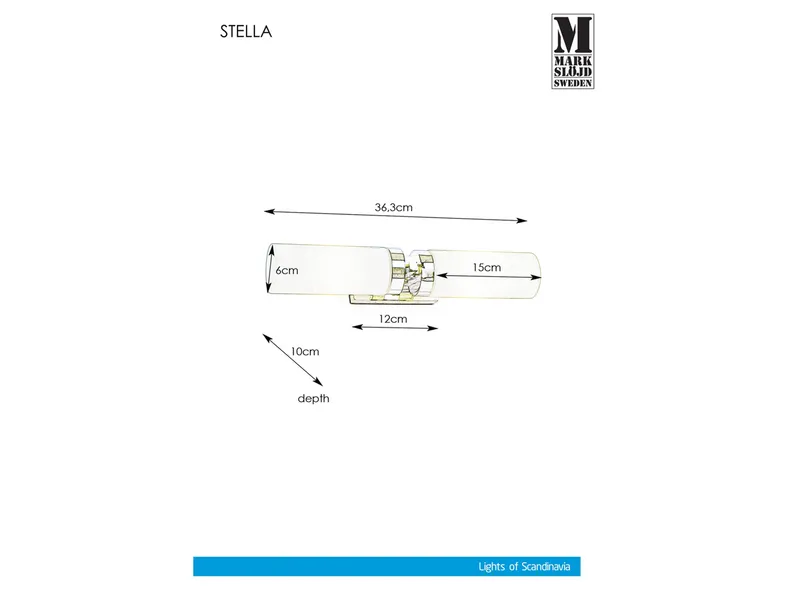 BRW Металевий настінний світильник для ванної кімнати Stella на 2 точки біло-сріблястий 096566 фото №3