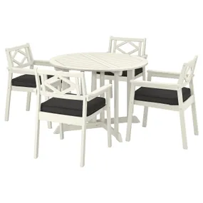 IKEA BONDHOLMEN БОНДХОЛЬМЕН, стол+4 кресла, д/сада, белый/бежевый/ярпонский/духольменский антрацит 495.498.37 фото