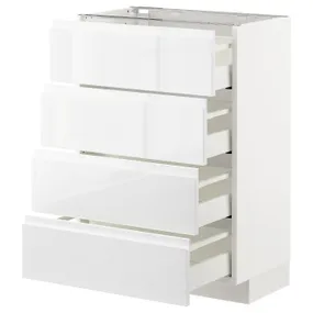 IKEA METOD МЕТОД / MAXIMERA МАКСИМЕРА, напольн шкаф 4 фронт панели / 4 ящика, белый / Воксторп глянцевый / белый, 60x37 см 792.539.09 фото