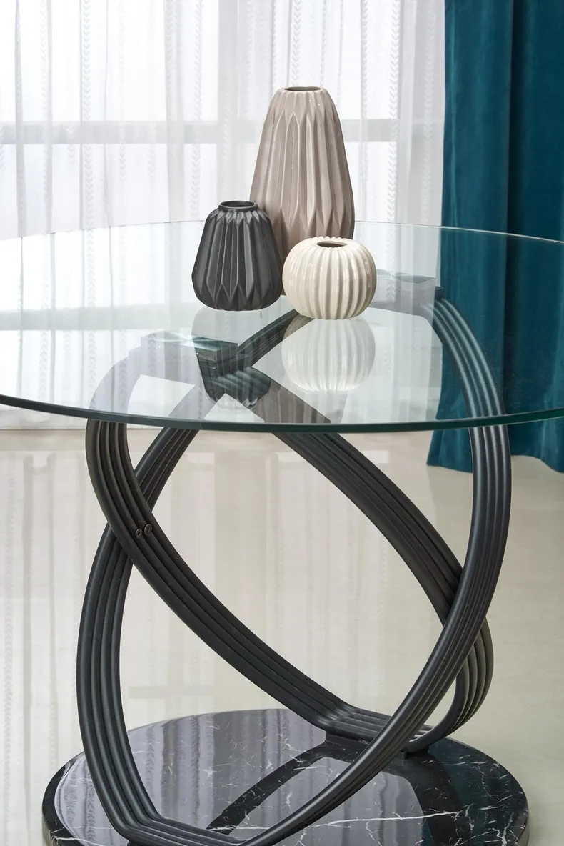 Кухонний стіл HALMAR OPTICO 122x122 см, стільниця - прозора, ніжки - чорні фото №8