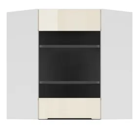 BRW Угловой кухонный шкаф Sole L6 60 см с витриной слева магнолия жемчуг, альпийский белый/жемчуг магнолии FM_GNWU_60/72_LV-BAL/MAPE фото
