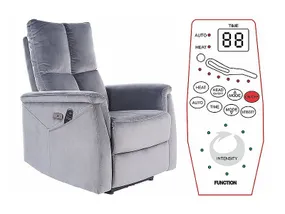 Раскладное кресло реклайнер SIGNAL Neptun M Velvet с функцией массажа, серый фото