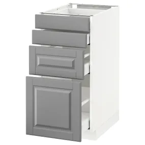 IKEA METOD МЕТОД / MAXIMERA МАКСИМЕРА, напольн шкаф 4 фронт панели / 4 ящика, белый / бодбинский серый, 40x60 см 390.498.78 фото