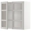 IKEA METOD МЕТОД, настінна шафа, полиці / 2 склх дверц, білий / світло-сірий Lerhyttan, 80x80 см 894.701.39 фото thumb №1
