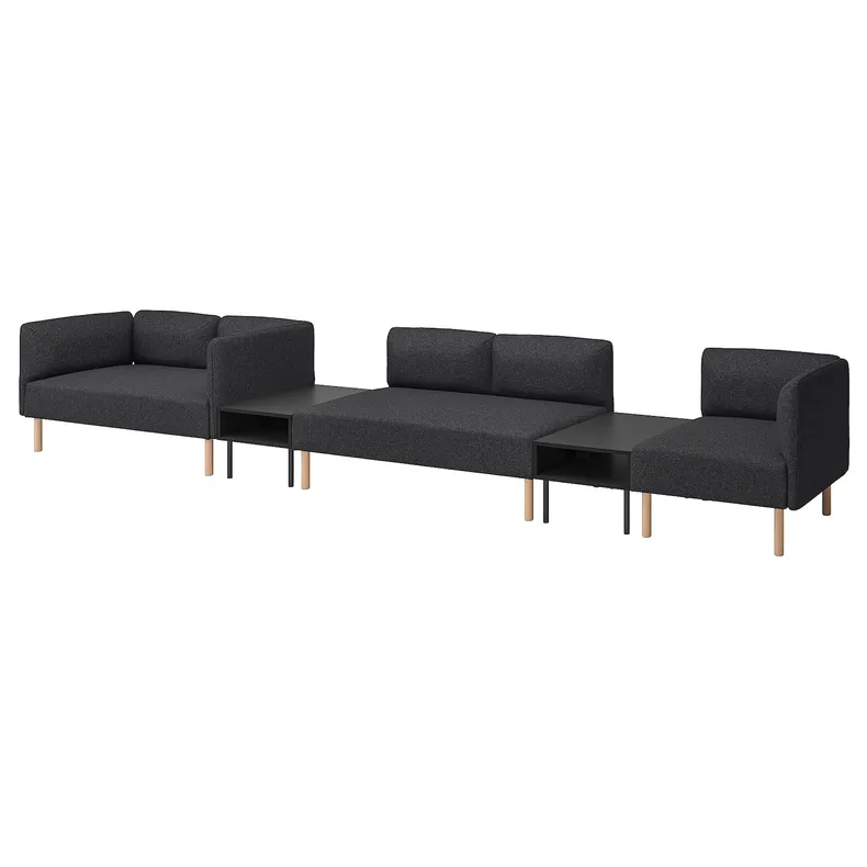 IKEA LILLEHEM ЛІЛЛЕХЕМ, 5-м модульний диван з журн столом, ГУННАРЕД/темно-сірий деревина 195.697.42 фото №1