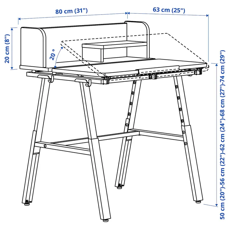 IKEA PIPLÄRKA ПИПЛЭРКА, письменный стол, наклонный, 80x63 см 205.799.43 фото №4