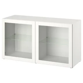 IKEA BESTÅ БЕСТО, комбинация настенных шкафов, белое / прозрачное стекло Оствик, 120x42x64 см 994.408.25 фото