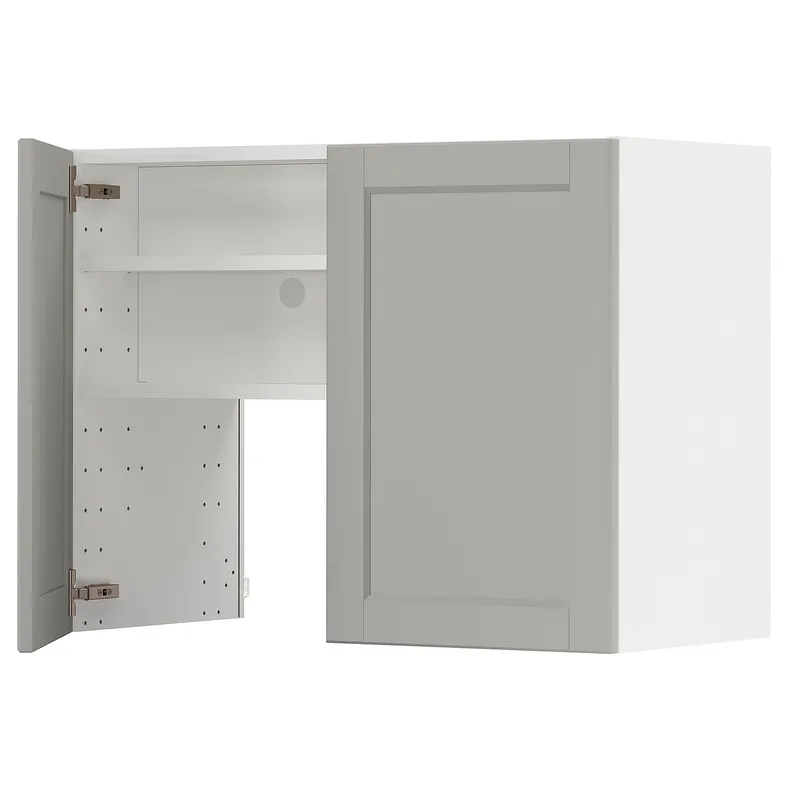 IKEA METOD МЕТОД, настінн шаф д / витяжки з полиц / дверц, білий / світло-сірий Lerhyttan, 80x60 см 395.044.05 фото №1