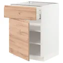 IKEA METOD МЕТОД / MAXIMERA МАКСИМЕРА, напольный шкаф с ящиком / дверцей, белый / Воксторп имит. дуб, 60x60 см 994.621.67 фото thumb №1