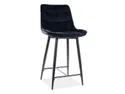 Барний стілець оксамитовий, хокер SIGNAL CHIC H-2 Velvet, Bluvel 19 - чорний фото thumb №1