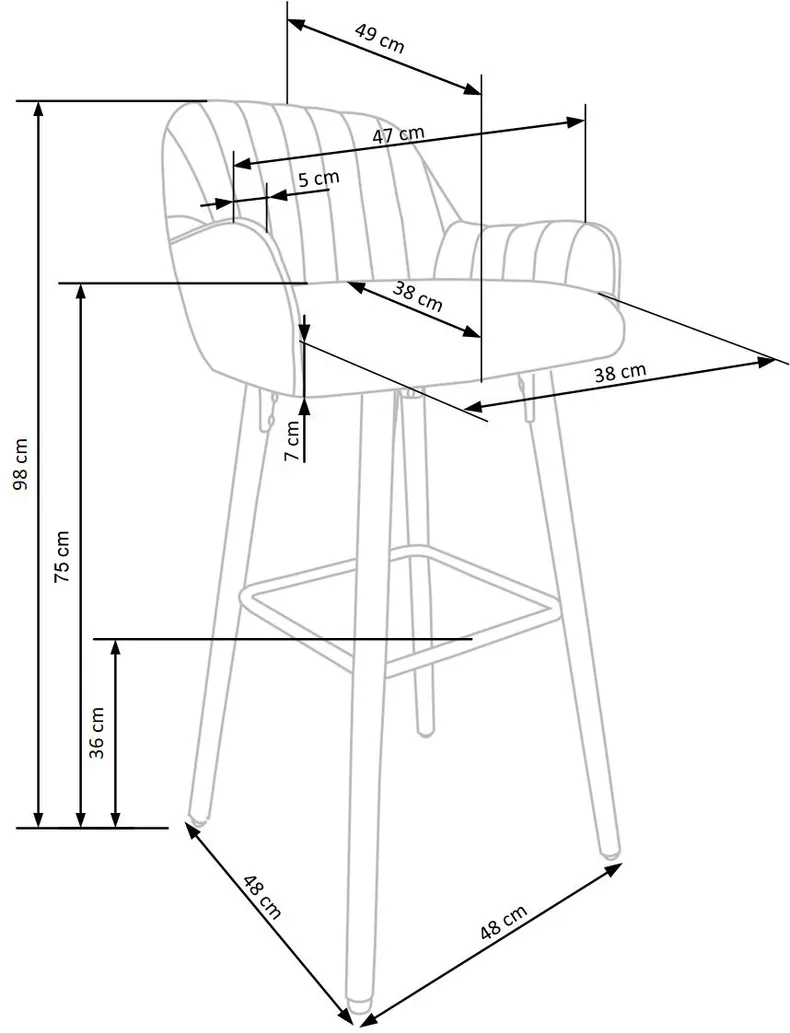 Барный стул HALMAR H93 ножки хокера - орех, обивка - темный серый фото №9