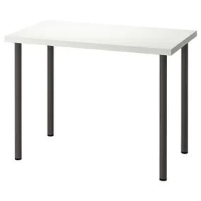 IKEA LINNMON ЛІННМОН / ADILS АДІЛС, письмовий стіл, білий/темно-сірий, 100x60 см 194.161.84 фото