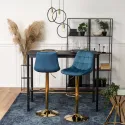 Барный стул бархатный MEBEL ELITE ARCOS Velvet, синий/золотой фото thumb №2