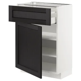 IKEA METOD МЕТОД / MAXIMERA МАКСИМЕРА, напольный шкаф с ящиком / дверцей, белый / Лерхиттан с черными пятнами, 60x37 см 094.609.50 фото