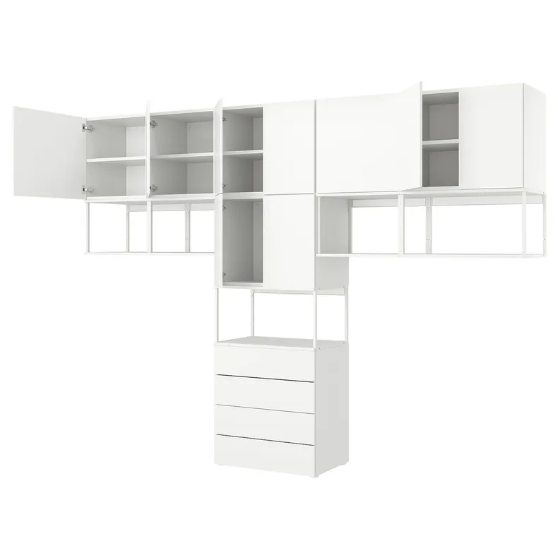IKEA PLATSA ПЛАТСА, гардероб, 9 дверцят, 4 шухляди, білий / Fonnes white, 340x42x241 см 294.370.39 фото №1