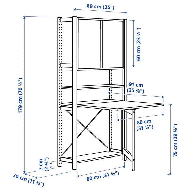 IKEA IVAR ИВАР, 1секция / складной стол / раздвиж дверь, сосна / войлок, 89x30x179 см 195.080.89 фото №6