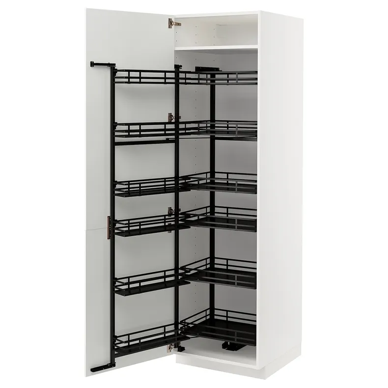 IKEA METOD МЕТОД, высокий шкаф с выдвижным модулем, белый / Стенсунд белый, 60x60x200 см 794.720.30 фото №1