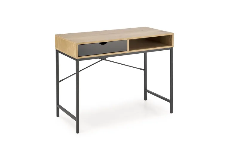 Письменный стол HALMAR B50, золотой дуб/черный фото №1