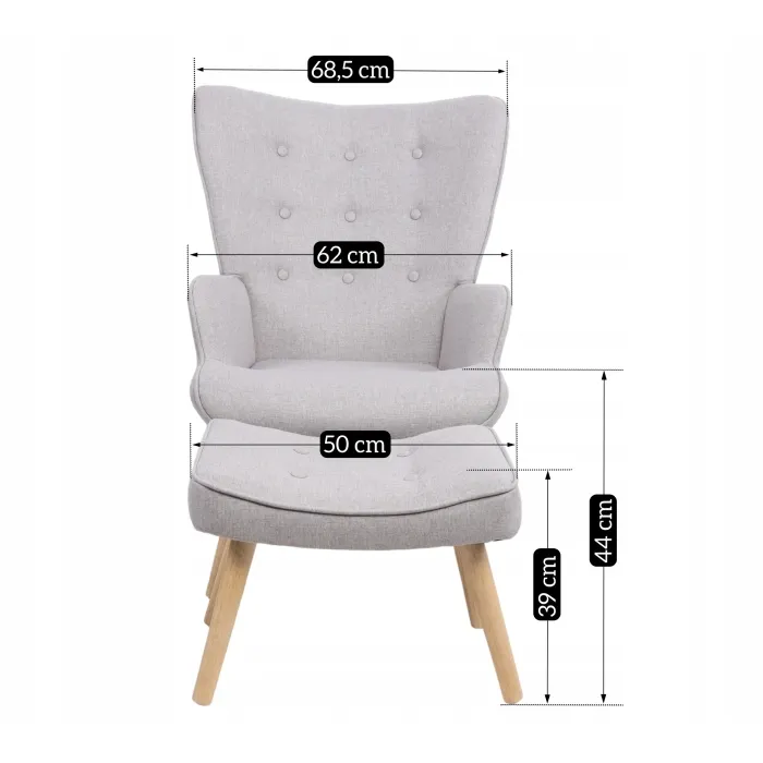 Крісло м'яке з підставкою для ніг MEBEL ELITE LOZANO 2 Velvet, тканина: сірий фото №14