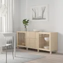 IKEA BESTÅ БЕСТО, модуль для зберігання із шухлядами, дуб тонований білий Lappviken / Sindvik / Stubbarp дуб тонований білий скло безбарвне, 180x42x74 см 894.126.77 фото thumb №7