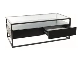 Журнальный столик SIGNAL CARLO A, прозрачный + черный / черный, 55x110 см фото