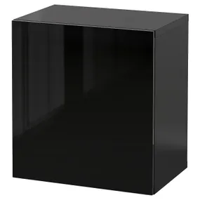 IKEA BESTÅ БЕСТО, комбинация настенных шкафов, глянцевый / черный / Сельсвикен, 60x42x64 см 594.398.24 фото