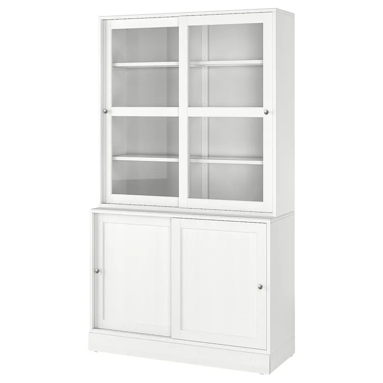 IKEA HAVSTA ХАВСТА, комбінація для зб з розс скл дверц, білий, 121x47x212 см 395.347.61 фото №1