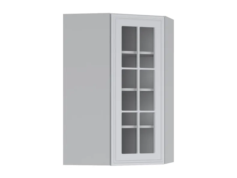 BRW Верхний кухонный шкаф Верди 60 см правый угол с дисплеем светло-серый матовый, греноловый серый/светло-серый матовый FL_GNWU_60/95_PV-SZG/JSZM фото №2