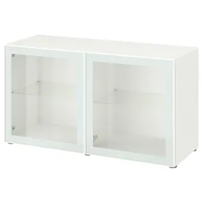 IKEA BESTÅ БЕСТО, стеллаж со стеклянн дверьми, белый Стекловик / белый / светло-зеленый Прозрачное стекло, 120x42x64 см 194.892.22 фото