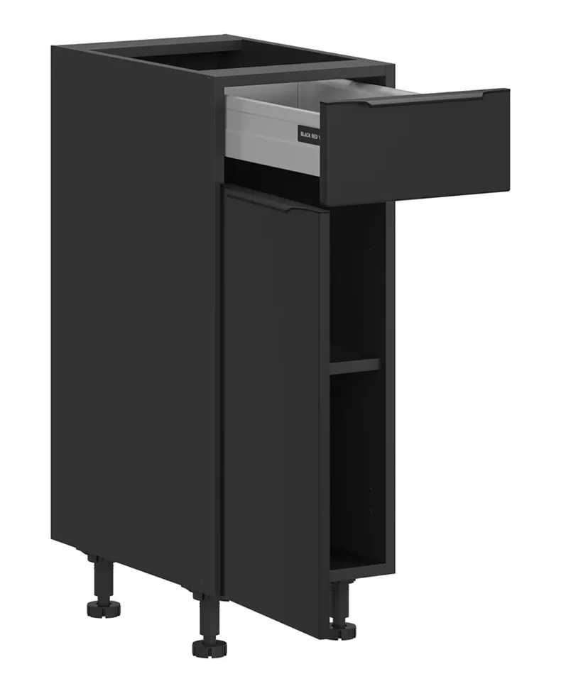 BRW Кухонна шафа Sole L6 30 см ліва з висувною шухлядою з плавним закриттям чорний матовий, чорний/чорний матовий FM_D1S_30/82_L/STB-CA/CAM фото №3